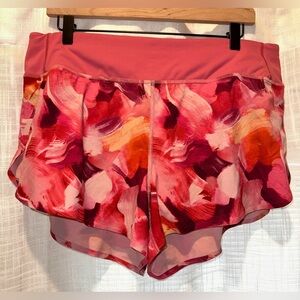 Athleta Run With It 3.5" Shorts Women's Size Large  Printed Pink Pull On